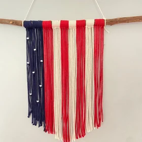 American Flag Macrame Wall Hanging (12" x 19")