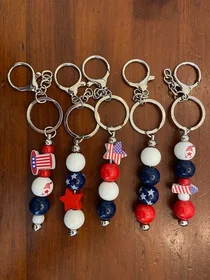 Patriotic Beaded Keychain