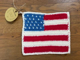 American Flag Crocheted Hot Pad