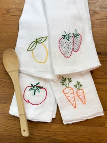 Hand-Embroidered Tea Towel (Set of 2)
