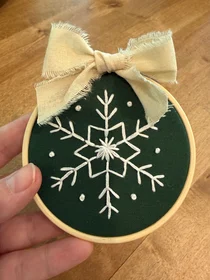 3" Hand Embroidered Snowflake Ornament